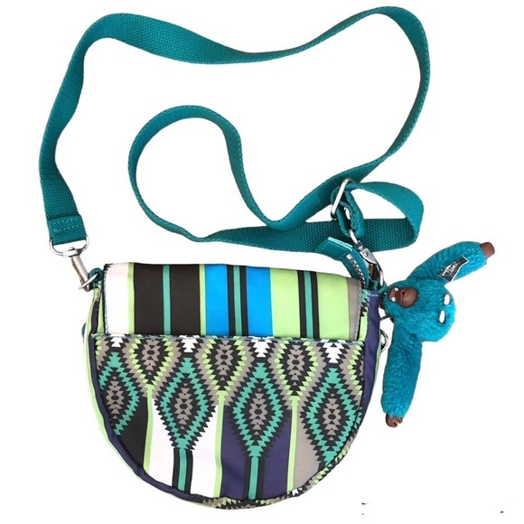 KIPLING Lucy, Crossbody Bag, Teal/White/Green/Black/Brown, 6.5”x8” - Picture 2 of 14